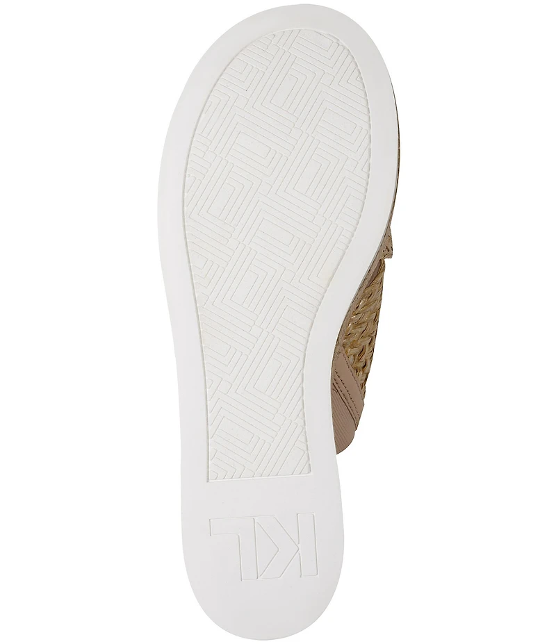 KARL LAGERFELD PARIS Caleigh Atelier Woven Raffia Platform Wedge Slide Sandals