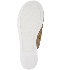 KARL LAGERFELD PARIS Caleigh Atelier Woven Raffia Platform Wedge Slide Sandals