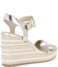 KARL LAGERFELD PARIS Calzona Metallic Pearl Wedge Platform Espadrille Sandals