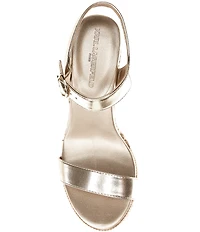 KARL LAGERFELD PARIS Calzona Metallic Pearl Wedge Platform Espadrille Sandals
