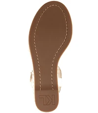 KARL LAGERFELD PARIS Calzona Metallic Pearl Wedge Platform Espadrille Sandals