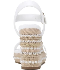 KARL LAGERFELD PARIS Calzona Platform Embellished Wedge Sandals