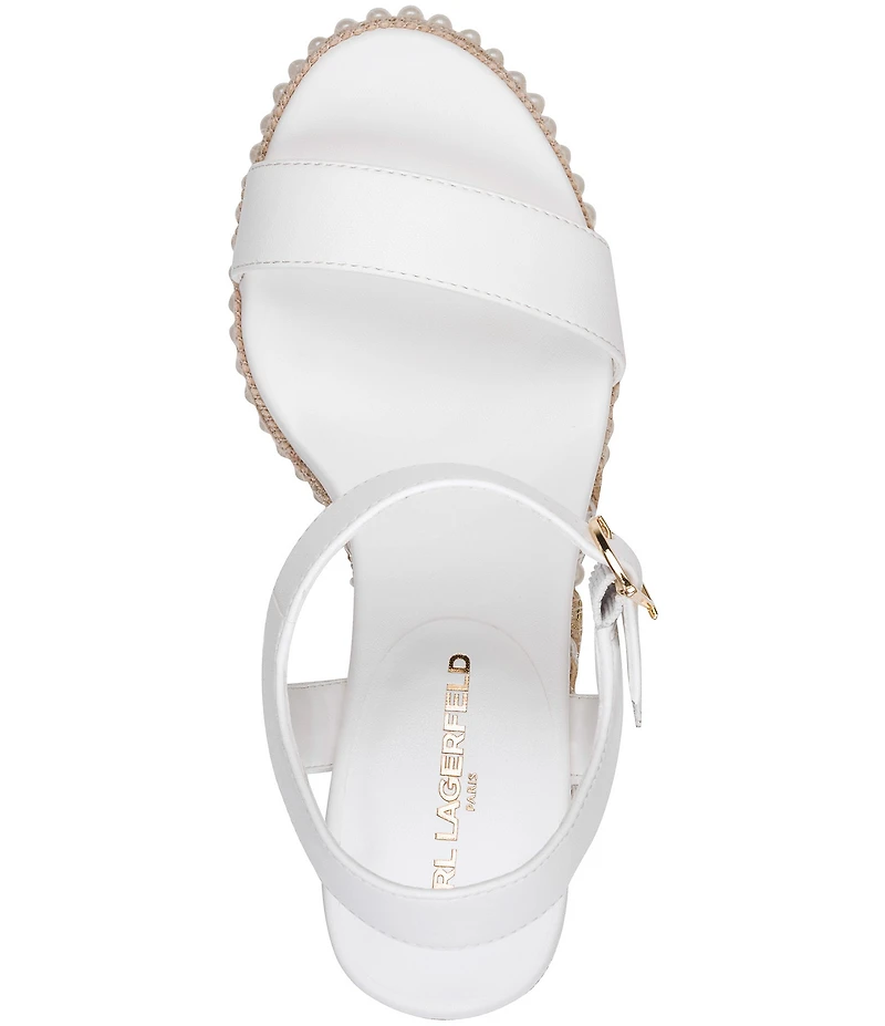 KARL LAGERFELD PARIS Calzona Platform Embellished Wedge Sandals