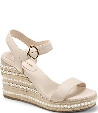 KARL LAGERFELD PARIS Calzona Platform Embellished Wedge Sandals