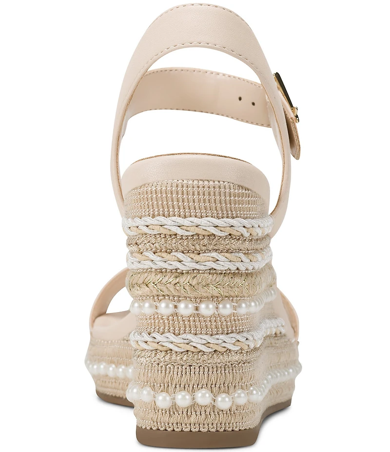 KARL LAGERFELD PARIS Calzona Platform Embellished Wedge Sandals