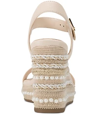 KARL LAGERFELD PARIS Calzona Platform Embellished Wedge Sandals