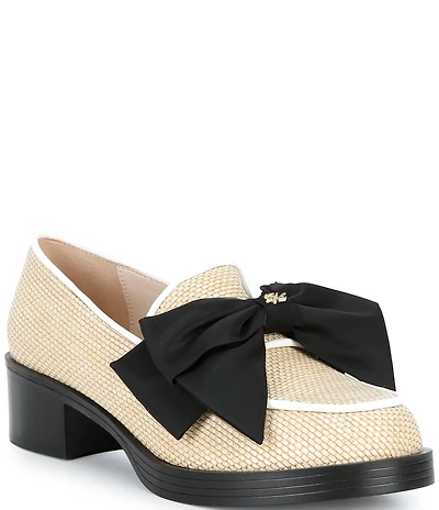 KARL LAGERFELD PARIS Camila Raffia Bow Loafers