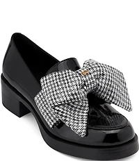 KARL LAGERFELD PARIS Camilia Patent and Sequin Houndstooth Bow Loafers