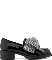 KARL LAGERFELD PARIS Camilia Patent and Sequin Houndstooth Bow Loafers