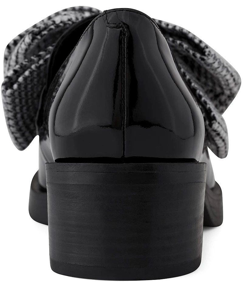 KARL LAGERFELD PARIS Camilia Patent and Sequin Houndstooth Bow Loafers