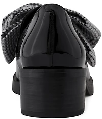 KARL LAGERFELD PARIS Camilia Patent and Sequin Houndstooth Bow Loafers