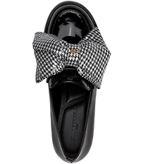 KARL LAGERFELD PARIS Camilia Patent and Sequin Houndstooth Bow Loafers