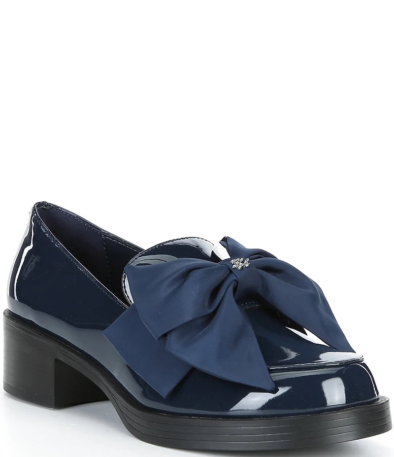 KARL LAGERFELD PARIS Camilia Patent Leather Bow Loafer Pumps