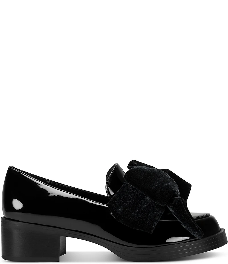 KARL LAGERFELD PARIS Camilia Patent Velvet Bow Loafers