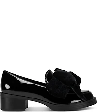 KARL LAGERFELD PARIS Camilia Patent Velvet Bow Loafers