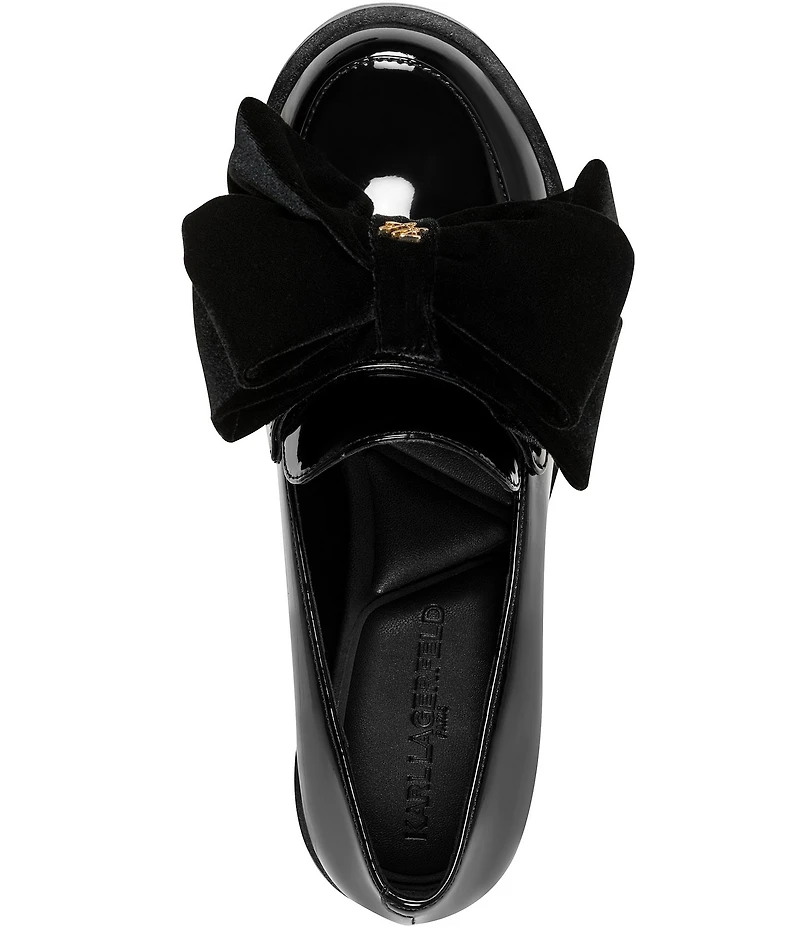KARL LAGERFELD PARIS Camilia Patent Velvet Bow Loafers