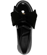 KARL LAGERFELD PARIS Camilia Patent Velvet Bow Loafers