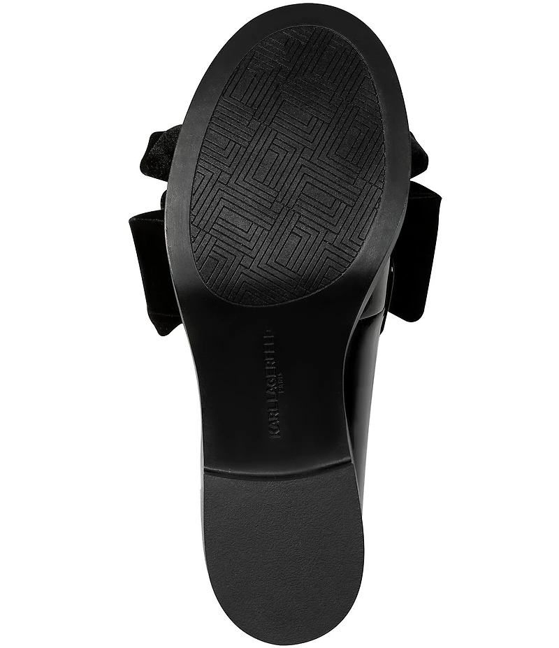 KARL LAGERFELD PARIS Camilia Patent Velvet Bow Loafers
