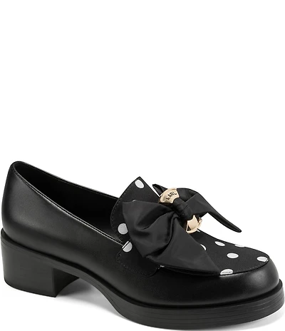 KARL LAGERFELD PARIS Camilia Polka Dot Bow Loafer Pumps