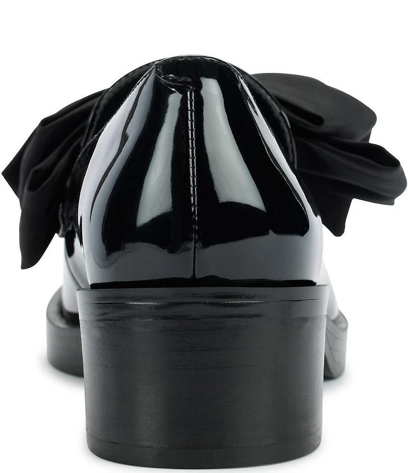 KARL LAGERFELD PARIS Camilia Patent Leather Bow Detail Loafer Pumps