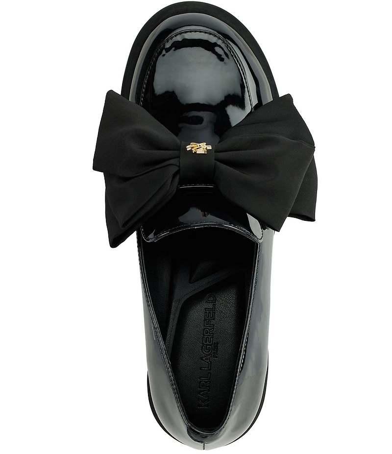 KARL LAGERFELD PARIS Camilia Patent Leather Bow Detail Loafer Pumps