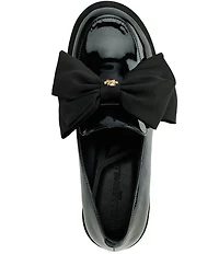 KARL LAGERFELD PARIS Camilia Patent Leather Bow Detail Loafer Pumps