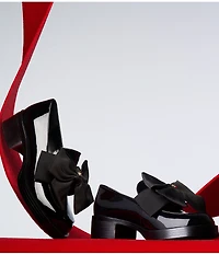 KARL LAGERFELD PARIS Camilia Patent Leather Bow Detail Loafer Pumps