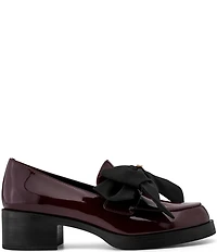 KARL LAGERFELD PARIS Camilia Patent Leather Bow Detail Loafer Pumps