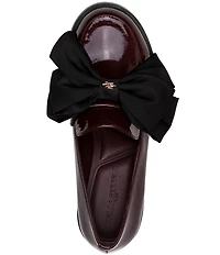 KARL LAGERFELD PARIS Camilia Patent Leather Bow Detail Loafer Pumps
