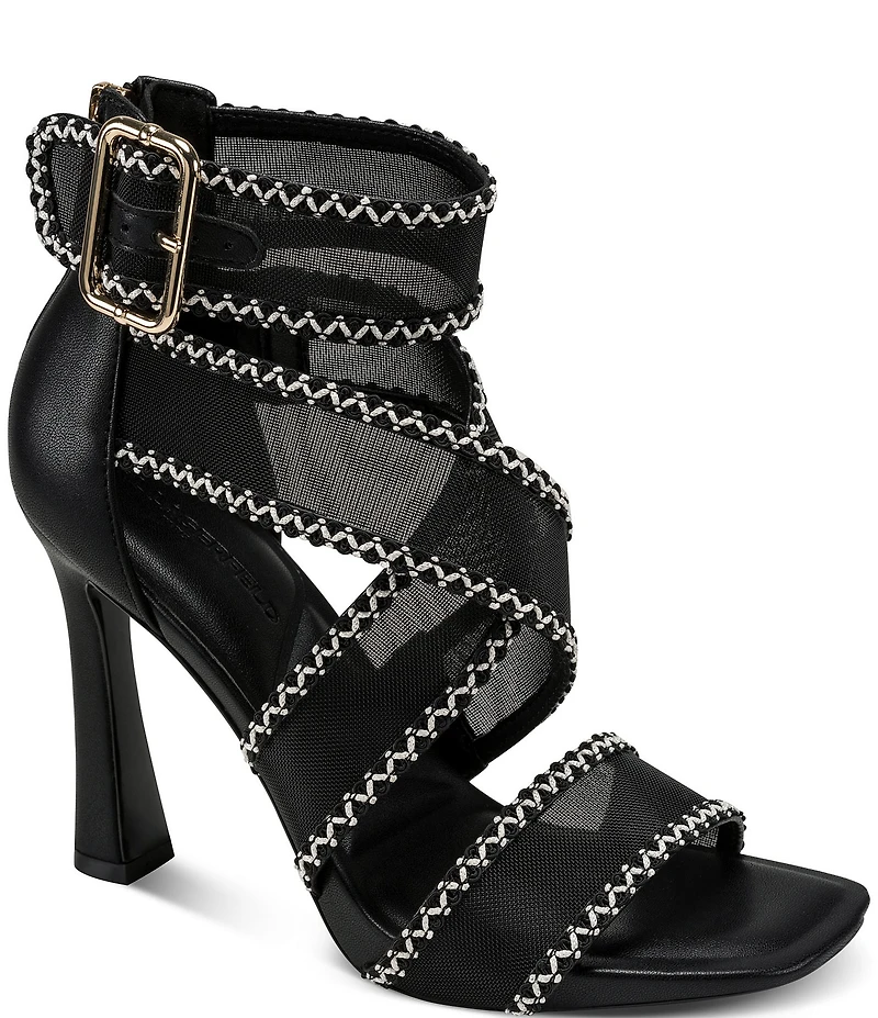 KARL LAGERFELD PARIS Careliz Trim Mesh Strappy Dress Sandals