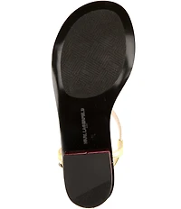 KARL LAGERFELD PARIS Carleen Metallic Chain T-Strap Flat Sandals