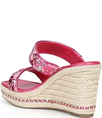 KARL LAGERFELD PARIS Carsen Boucle Pearl Banded Slip On Wedge Sandals