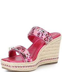 KARL LAGERFELD PARIS Carsen Boucle Pearl Banded Slip On Wedge Sandals