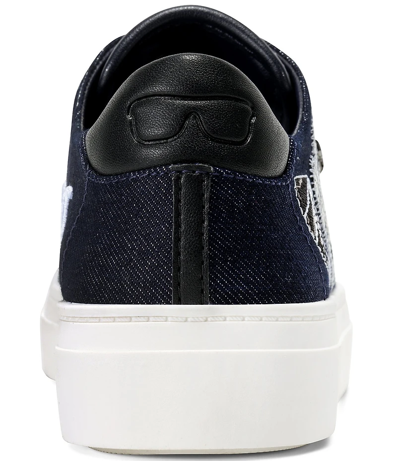 KARL LAGERFELD PARIS Cate Ikonic Embroidered Fabric Lace Up Sneakers