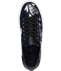 KARL LAGERFELD PARIS Cate Ikonic Embroidered Fabric Lace Up Sneakers