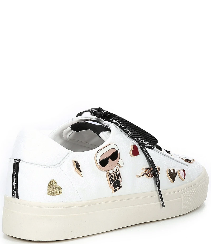 KARL LAGERFELD PARIS Cate Leather Pin Ornamented Sneakers