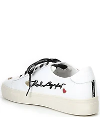 KARL LAGERFELD PARIS Cate Leather Pin Ornamented Sneakers