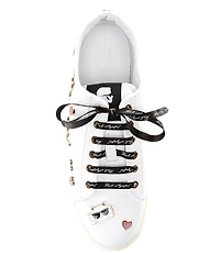 KARL LAGERFELD PARIS Cate Leather Pin Ornamented Sneakers