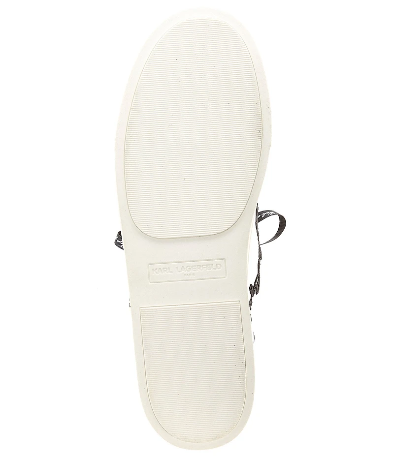 KARL LAGERFELD PARIS Cate Leather Pin Ornamented Sneakers