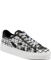 KARL LAGERFELD PARIS Cate Whimsy Graffiti Embroidered Mesh Sneakers