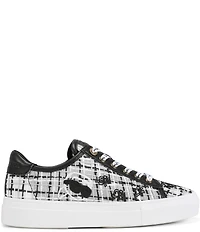 KARL LAGERFELD PARIS Cate Whimsy Graffiti Embroidered Mesh Sneakers