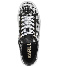 KARL LAGERFELD PARIS Cate Whimsy Graffiti Embroidered Mesh Sneakers