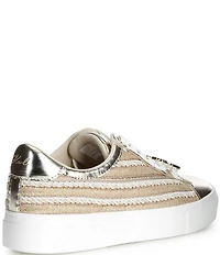 KARL LAGERFELD PARIS Cate Woven Pearl Metallic Platform Sneakers