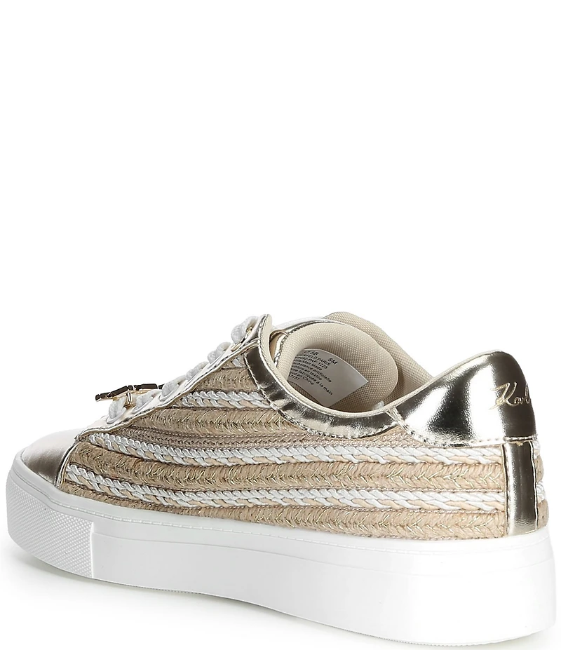 KARL LAGERFELD PARIS Cate Woven Pearl Metallic Platform Sneakers
