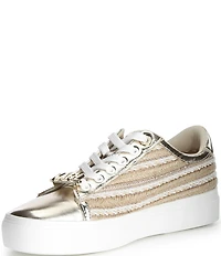 KARL LAGERFELD PARIS Cate Woven Pearl Metallic Platform Sneakers