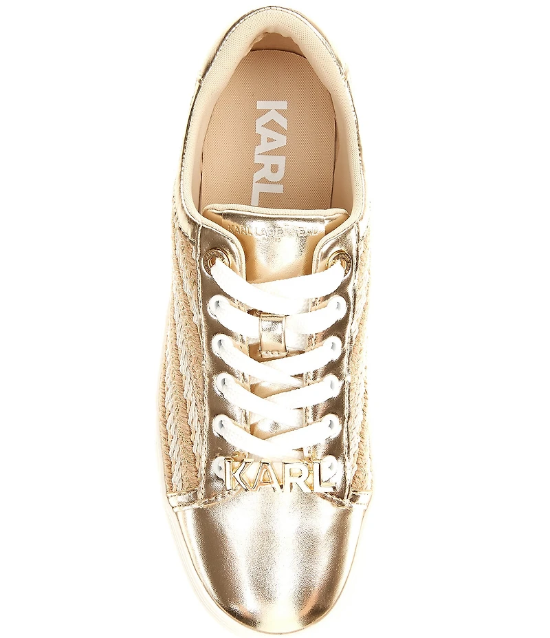 KARL LAGERFELD PARIS Cate Woven Pearl Metallic Platform Sneakers