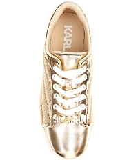 KARL LAGERFELD PARIS Cate Woven Pearl Metallic Platform Sneakers