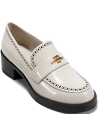 KARL LAGERFELD PARIS Cenella Patent Brogue Detail Block Heel Loafer Pumps