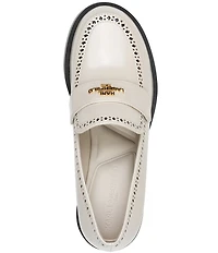 KARL LAGERFELD PARIS Cenella Patent Brogue Detail Block Heel Loafer Pumps