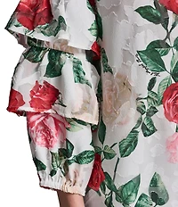 KARL LAGERFELD PARIS Chiffon Floral Print V-Neck Long Sleeve Shirt